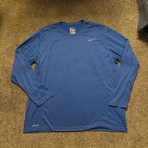 Nike Men's Dri-Fit Long Sleeve Tee in Deep Blue